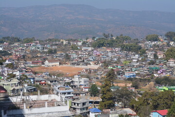 A beautiful Sunny Panoramic view of Shillong city.  Capital city of Meghalaya, India.