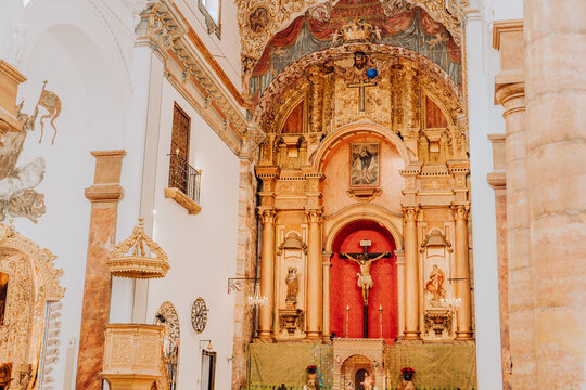 campillos andalusia spain 13 february 2024 a typical spanish town church decoration