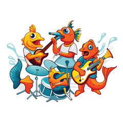 illustration musical fish vector