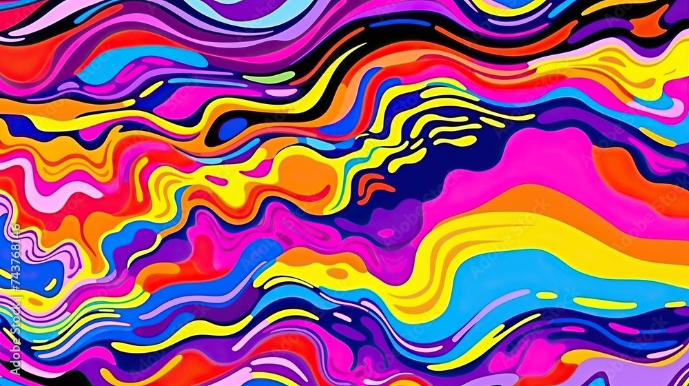 Aufkleber A dynamic and expressive abstract painting bursting with a multitude of vibrant colors, each blending and dancing across the canvas in a harmonious display of artistic energy