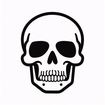 Black silhouette, tattoo of a skull on white background. Vector.