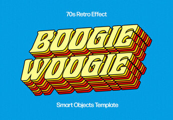 Fototapeta na wymiar 70s Retro Groove Text Effect Mockup