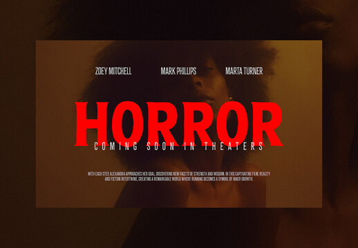 Horror Movie Credits Titles Template Mockup