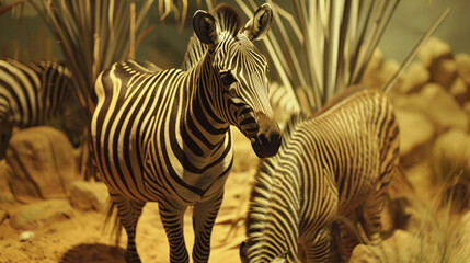 Fototapeta na wymiar Male Grevy's zebra in its enclosure. Scientific.
