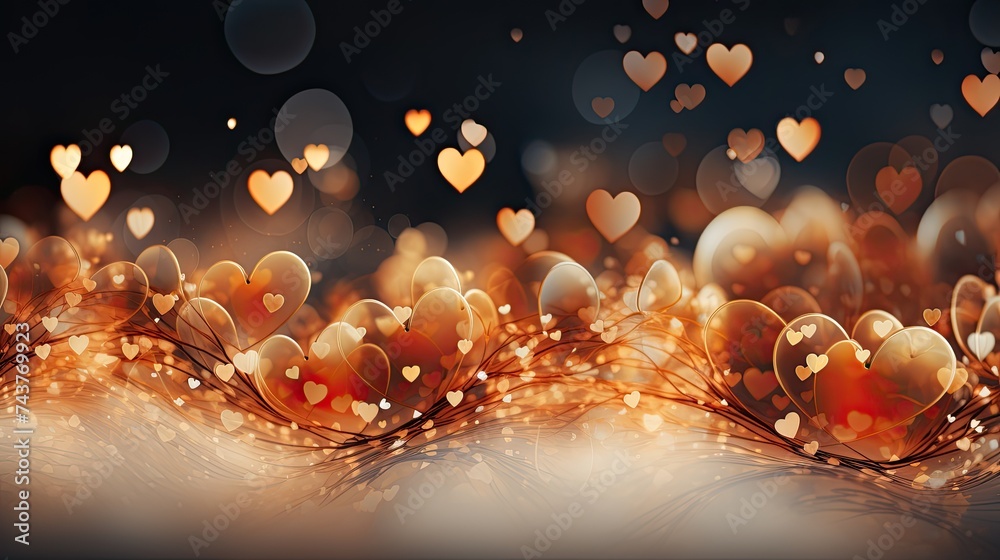 Fototapete a colorful assortment of hearts joyfully float in the air, creating a whimsical and enchanting displ