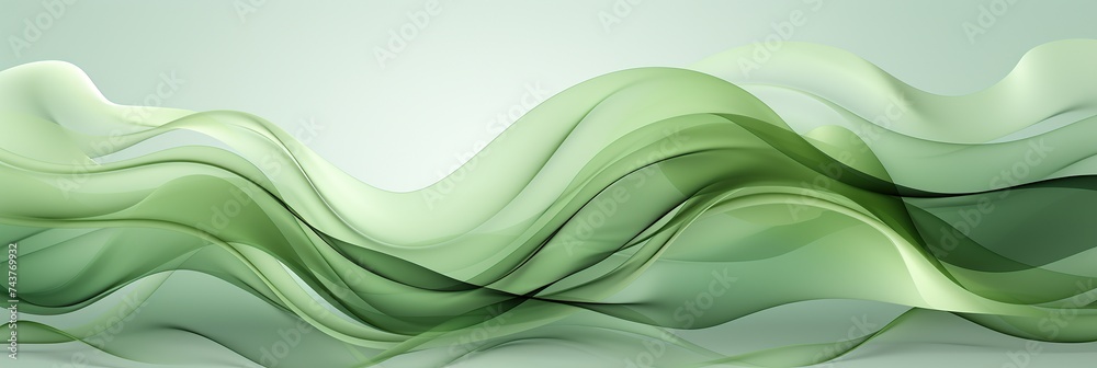 Poster A vibrant green wave of liquid or smoke swirls and flows dynamically against a stark white background