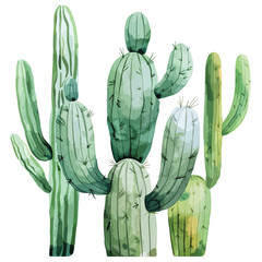 Watercolor tropical drawing with cactus isolated - obrazy, fototapety, plakaty