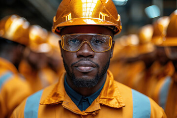 Confident industrial worker in safety gear Generative AI image