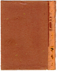 Alte rote Pappe - Buchdeckel Rest - schäbiges vintage Papier mit Kleberesten