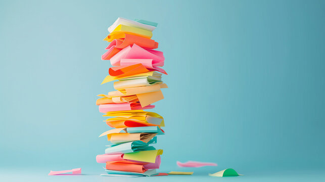 To Do Liste symbolisch mit bunten Stapel voller Klebezettel Post It Zettel dargestellt Gl&uuml;hbirne Generative AI
