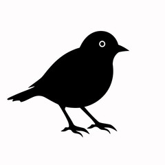 Black silhouette, tattoo of a bird on white isolated background. Vector.