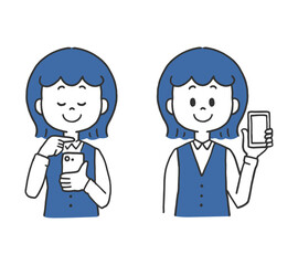 スマホを見る女性　スマホを持つ女性