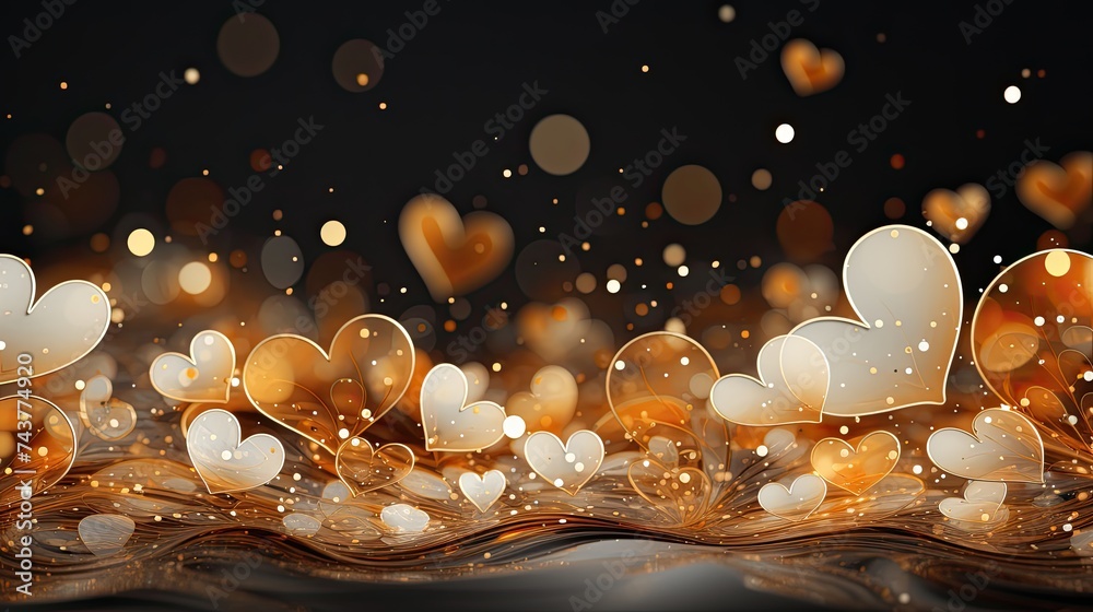Aufkleber golden hearts floating gracefully in the air, creating a whimsical and enchanting atmosphere