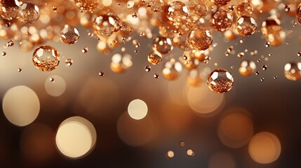A close up of a cluster of gold  water droplets, each reflecting light in a dazzling display of natural beauty