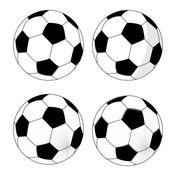Simple black and white Soccer Ball or Football vectors, illustration isolated on white