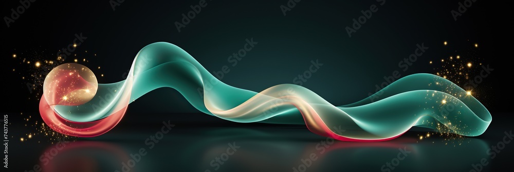 Poster a vibrant, swirling wave of light dances across a deep black background, creating a mesmerizing and 