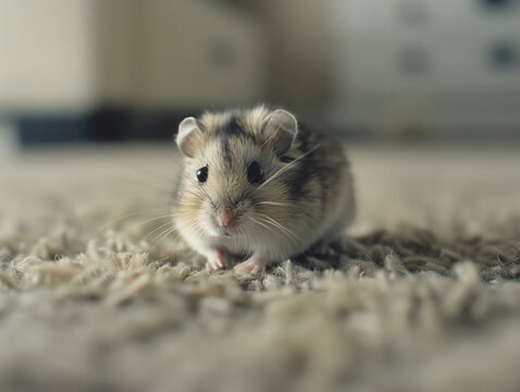 Hamster free on the living room floor