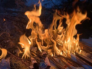 fire in the fireplace