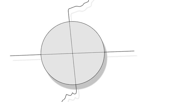 A schematic representation of a jerking or moving atom under the influence of some external physical forces or energies.