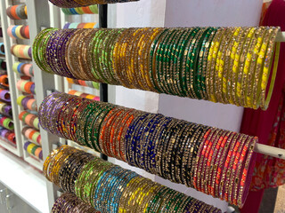 colorful bangles close up shot