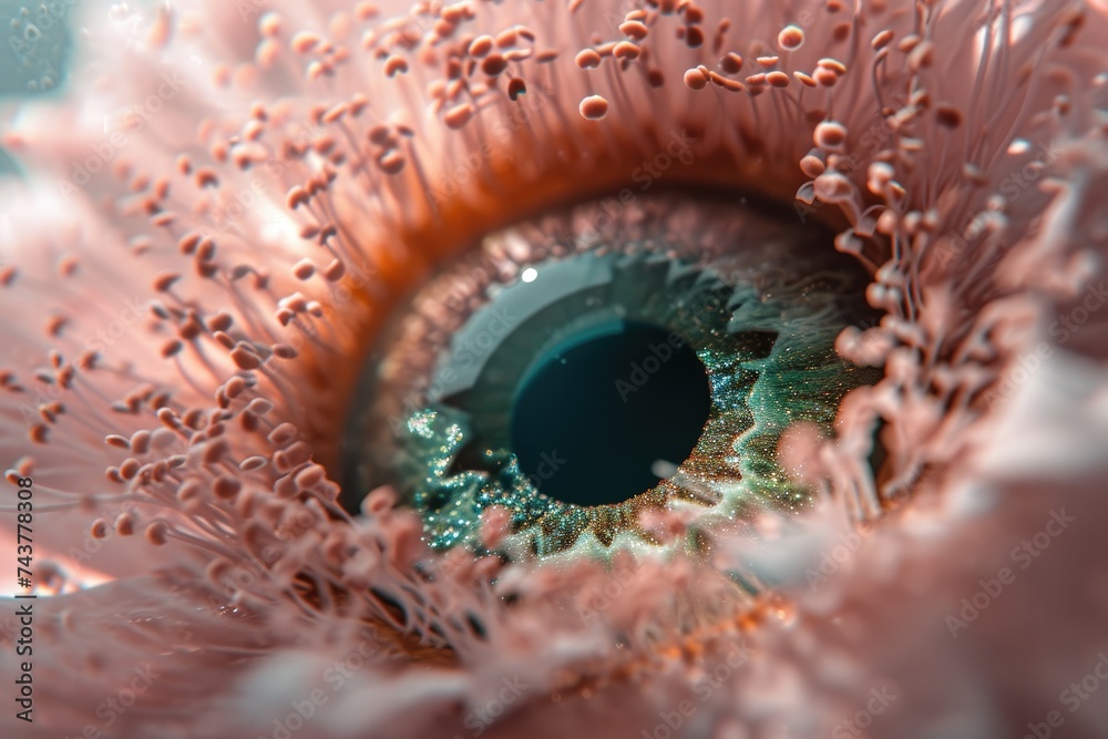 Poster Macro Shot of a Flower Resembling an Eye with Intricate Details