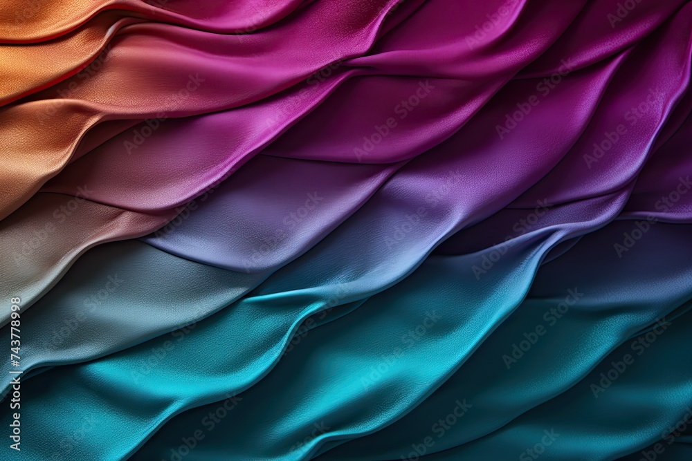 Aufkleber A close-up of a rainbow-colored fabric, showcasing a beautiful array of bright and vivid colors in a mesmerizing pattern