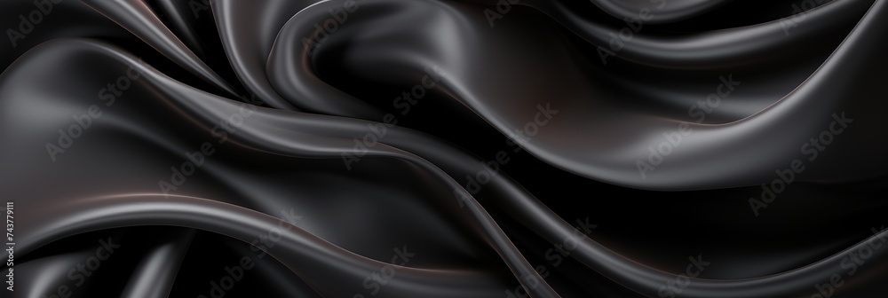 Fototapete a mesmerizing wavy design in shadowy hues swirls across a black background, creating a sense of move