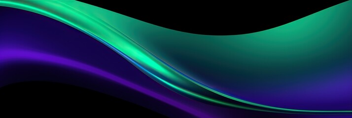 A sinuous mesmerizing wave of vibrant green calming blue dances across a mysterious black void