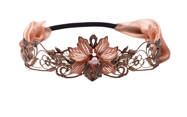 Lace-Edged Flapper Headband Alone Isolated on Transparent Background PNG.