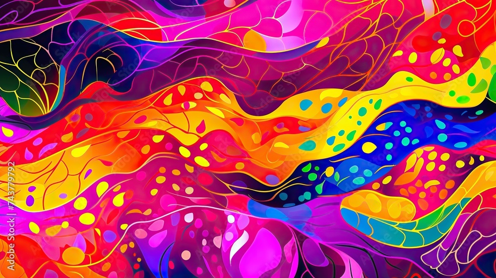 Aufkleber A vibrant painting featuring a colorful background with an array of different hues blending and swirling together in a harmonious display of artistic brilliance