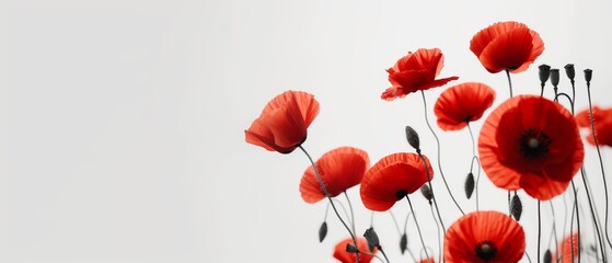 Memorial Day or Veterans' Day or Armistice Day minimalist background with stunning poppies and a copycat track.