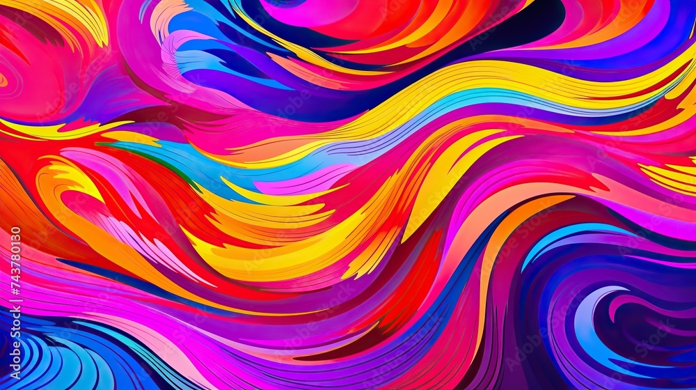 Aufkleber A mesmerizing abstract background featuring a colorful array of wavy lines in an artistic and imaginative display of color and movement