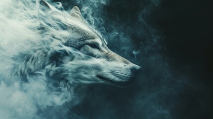 Swirling smoke around a wolf's head.