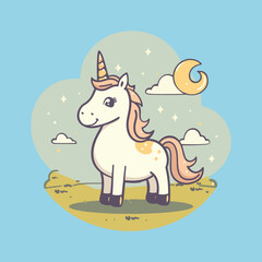 cute unicorn cartoon vector icon illustration