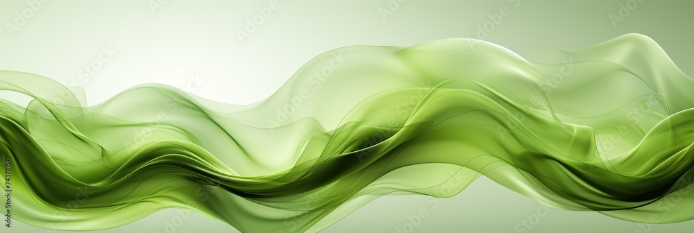 Aufkleber a vibrant green wave of liquid gracefully moves across a pristine white background, creating a mesme