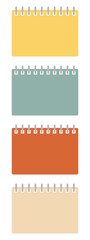 set of retro-colored notebook on transparent background