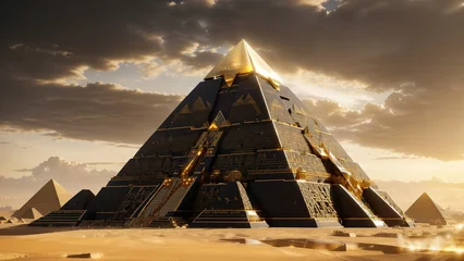 Fotobehang The fantastic beauty of the pyramids of black stone and gold that other civilizations built © Sahaidachnyi Roman