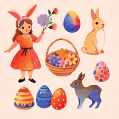 watercolor easter cliparts collection