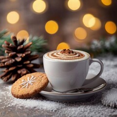 cup of coffee with cookies