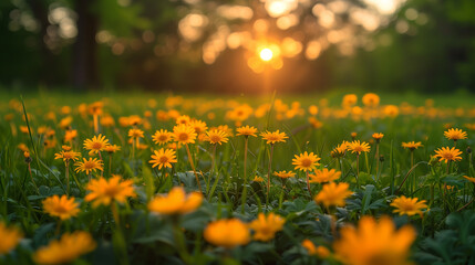 Obraz premium beautiful summer meadow with yellow flowers