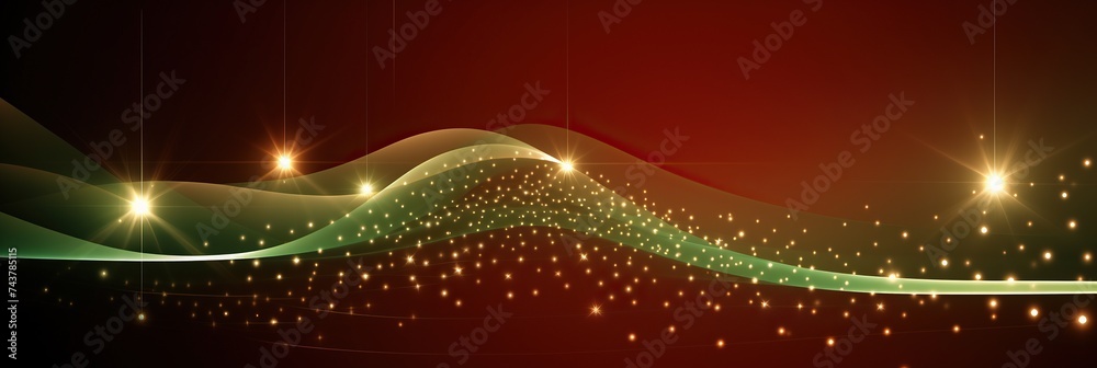 Leinwandbilder A vibrant abstract background featuring a mix of red and green colors, adorned with sparkling stars adding a touch of magic and wonder