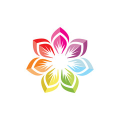 Traditional colorful floral pattern logo design mandala luxury template