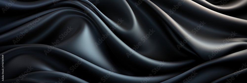 Fototapete a mesmerizing wavy design on a mysterious black canvas, creating a dynamic and fluid visual experien