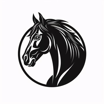 Black silhouette, tattoo of a horse on white isolated background. Vector.