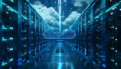 Seamless Data Migration to the Cloud, seamless data migration to the cloud with an image showing data being transferred from on-premises servers to cloud storage, AI - obrazy, fototapety, plakaty