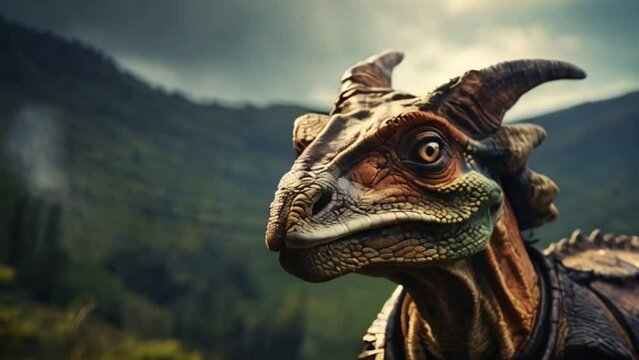 Un parasaurolophus cuyo cerebro explota por pensar demasiado. AI generative