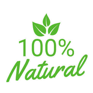 Green 100% Natural product label vector illustration