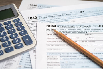 Naklejka premium Form 1040, U.S. Individual Income Tax Return, tax forms in the U.S. tax system.