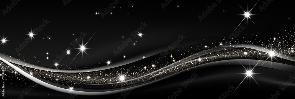 Poster A black and white background filled with shimmering stars, creating a sense of infinite space and wonder