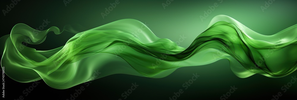 Leinwandbilder a mesmerizing green wave of smoke swirls and undulates against a stark black backdrop, creating a st